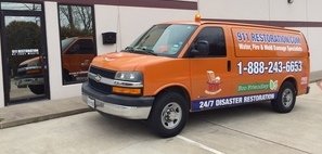 Water Damage Restoration Van Ready At Job Site